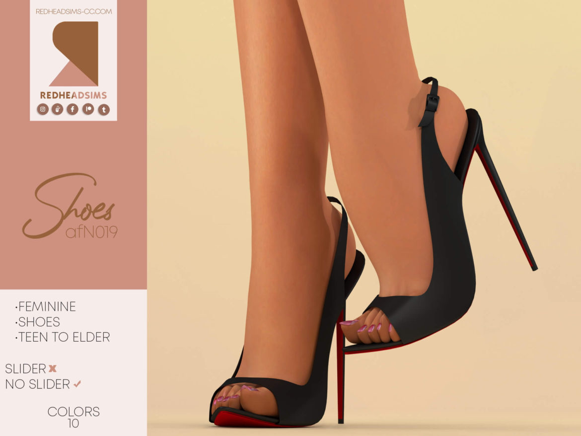 Sims 4 AF SHOES N019 | NO SLIDER at REDHEADSIMS