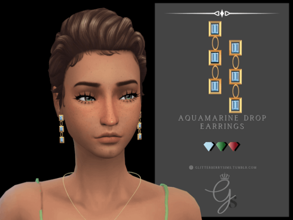 Sims 4 aquamarine drop earring