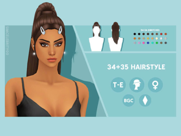 Sims 4 Ariana Grande Hairstyle by simcelebrity00