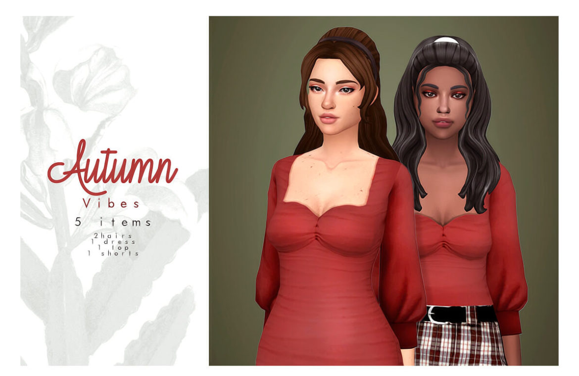 Sims 4 Autumn Vibes Set at Isjao