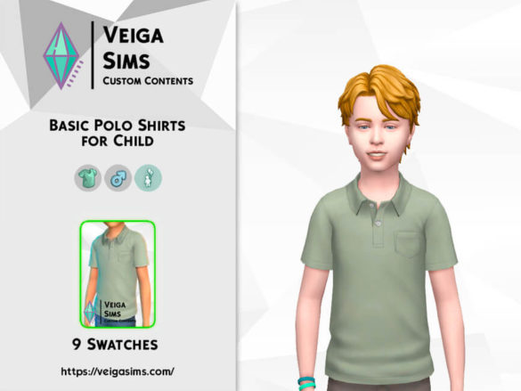 Sims 4 Basic Polo Shirts for Child by David_Mtv at TSR