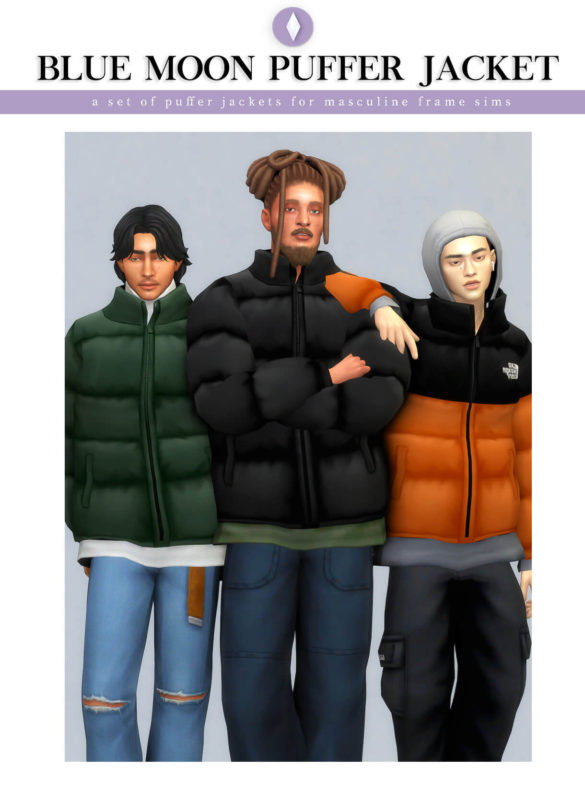 Sims 4 blue moon puffer jacket set love puffer jackets