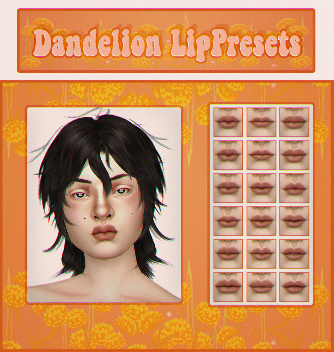 Sims 4 dandelion lip presets stuff all ages