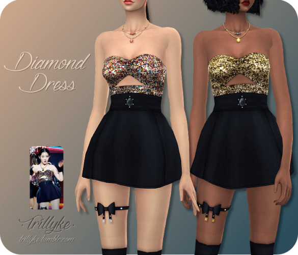 Sims 4 diamond dress a glitter top and a black