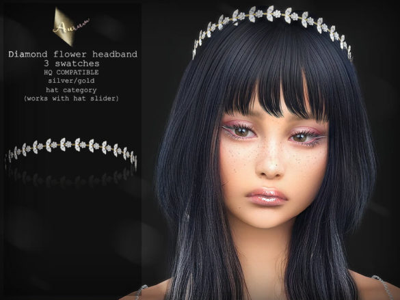 Sims 4 Diamond flowers headband by AurumMusik