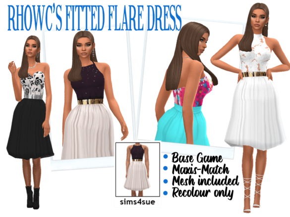 Sims 4 download rhowcs fitted flare dress base game