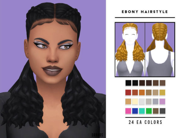 Sims 4 Ebony Hairstyle by OranosTR