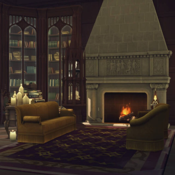 Sims 4 gothic revival set interior