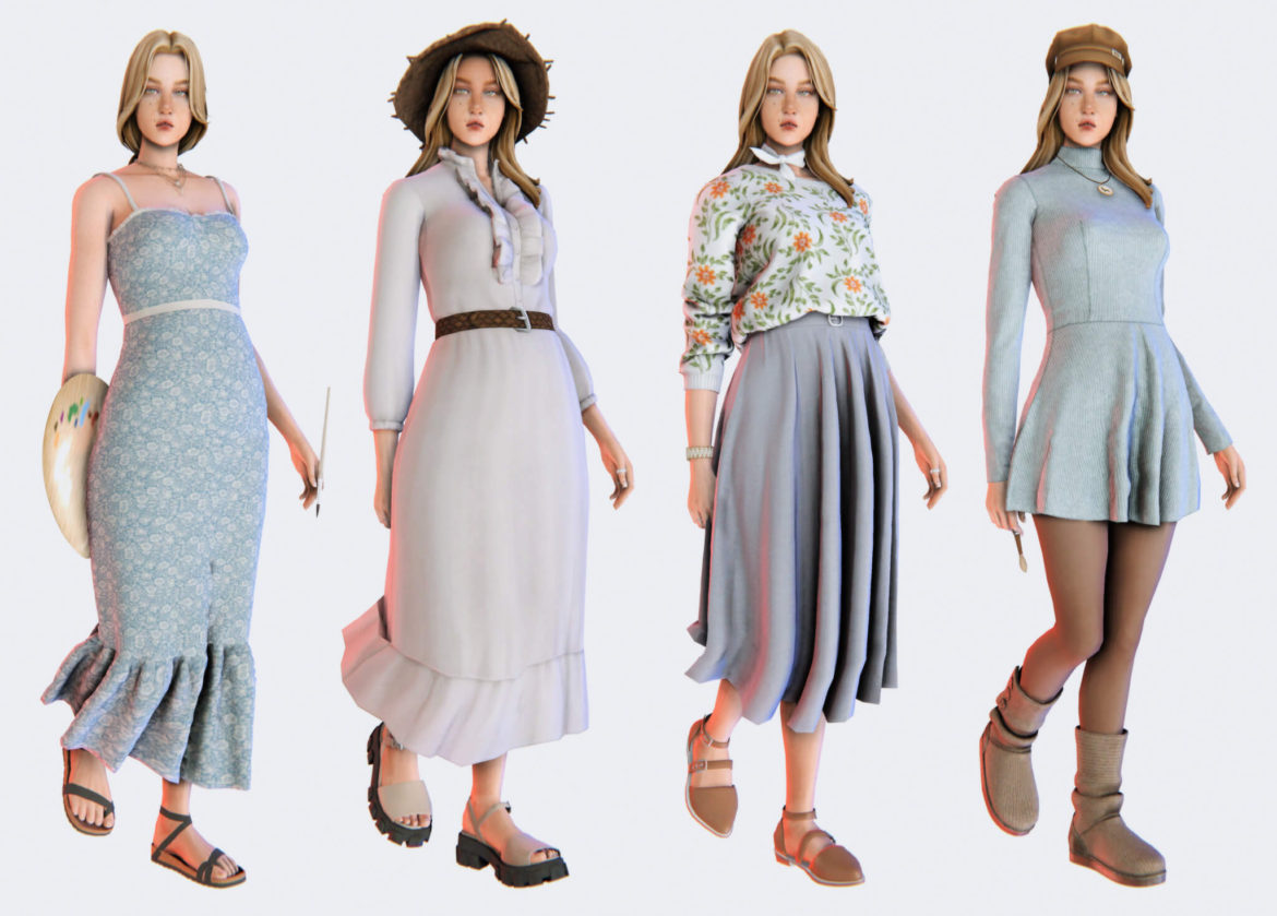 Sims 4 hair dress shoes necklace palette hair