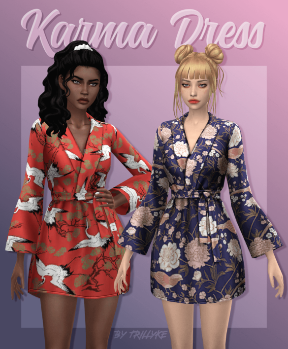Sims 4 karma dress modern kimono style dress based on a