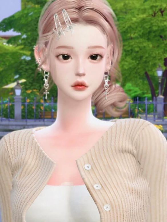Sims 4 lookbook korean girl pink