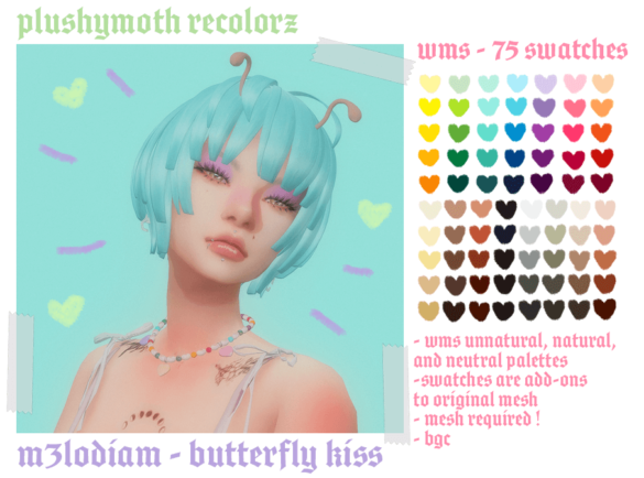 Sims 4 m3lodiams butterfly kiss hair