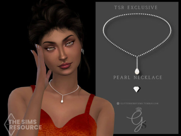 Sims 4 Pearl Necklace by Glitterberryfly