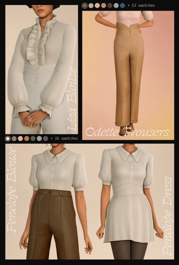 Sims 4 Penelope Dress and Blouse + Lisa Blouse