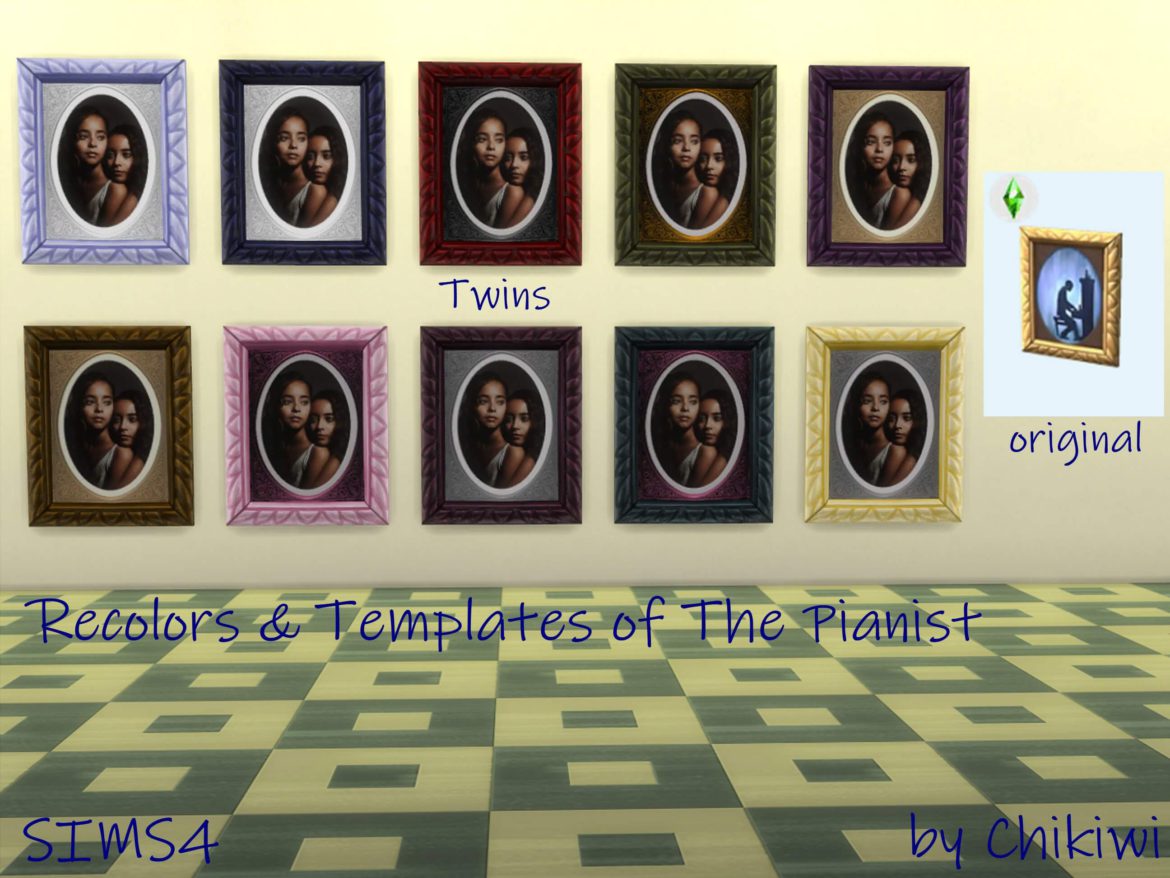 Sims 4 Picture Frame Recolors and Templates – The Pianist