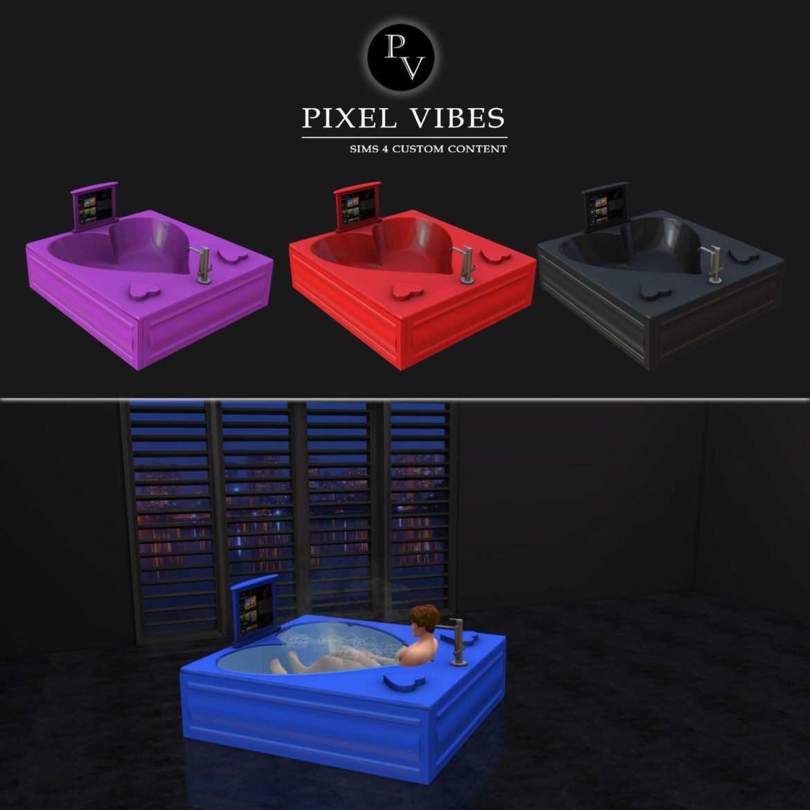 Sims 4 pixelvibes heart bathtub