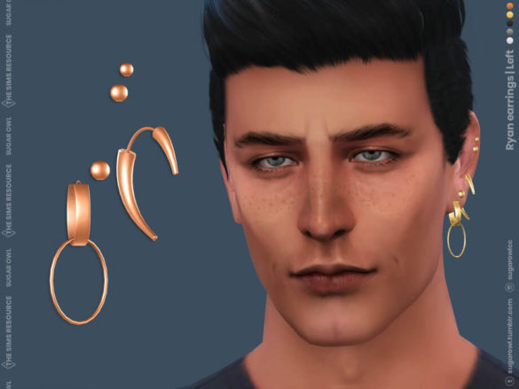 Sims 4 Ryan male earrings by sugar owl at TSR