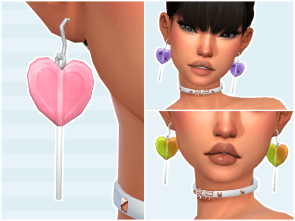 Sims 4 saruin earrings Heart Lollipop