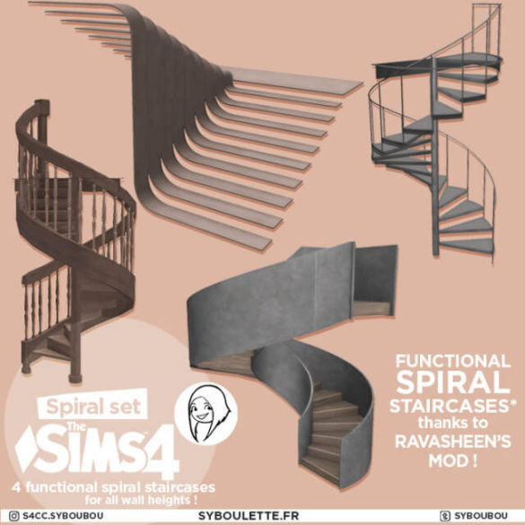 Sims 4 Spiral staircases set