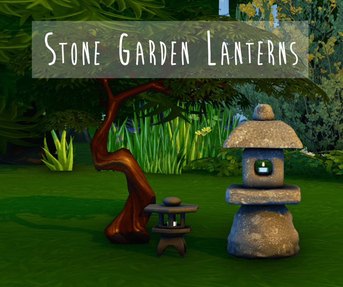 Sims 4 stone garden lanterns basegame compatible