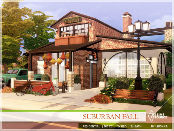 Sims 4 suburban fall cozy suburban house
