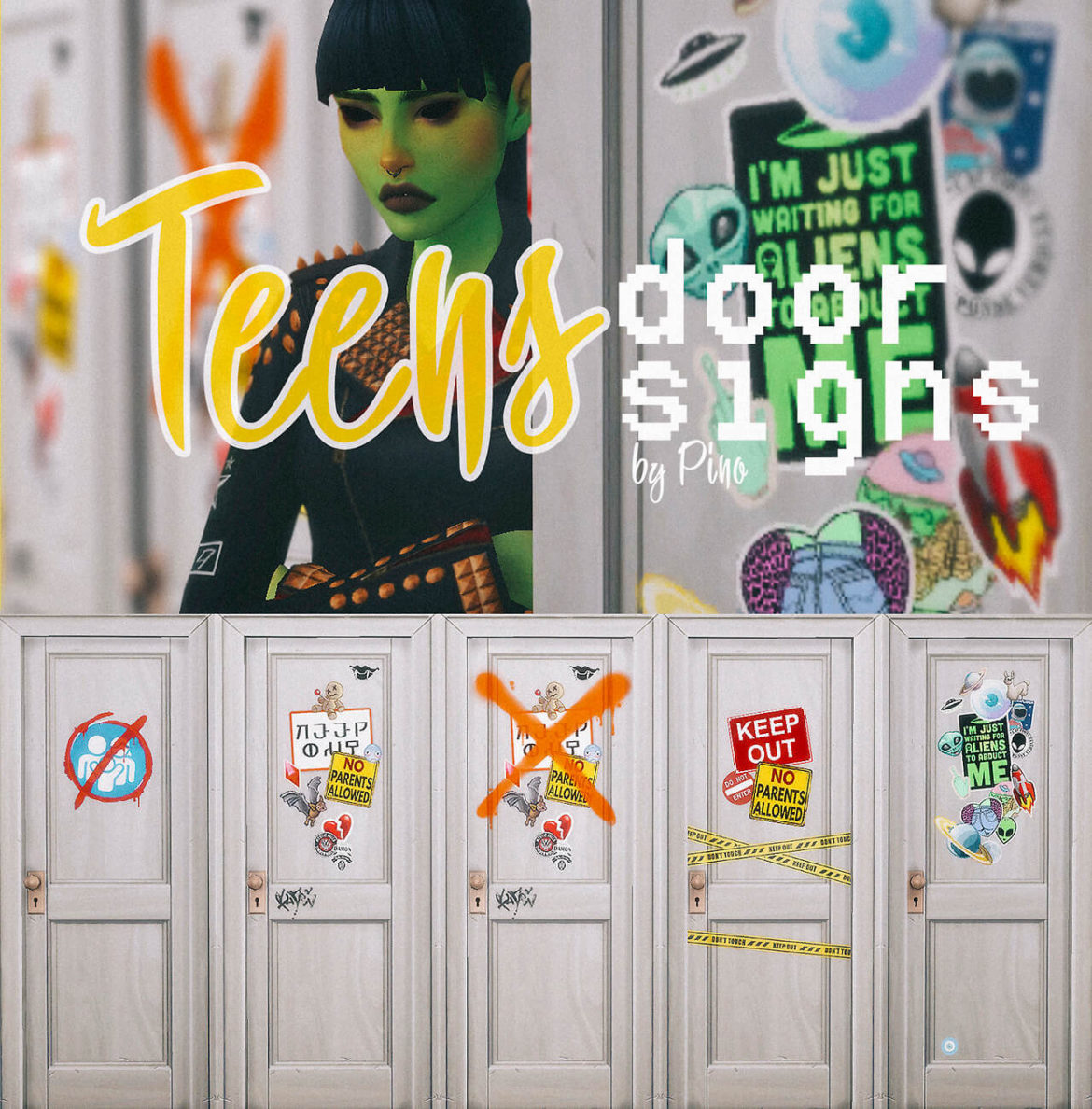 Sims 4 teens door signs download sfs
