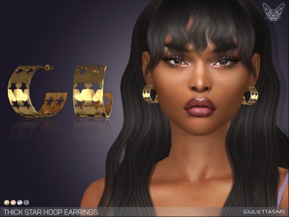 Sims 4 Thick Star Hoop Earrings by feyona at TSR