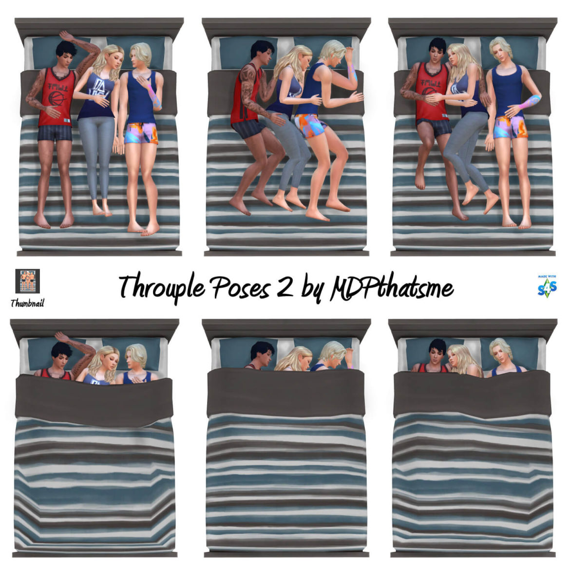 Sims 4 Throuple Poses 2 + Deco Blankets