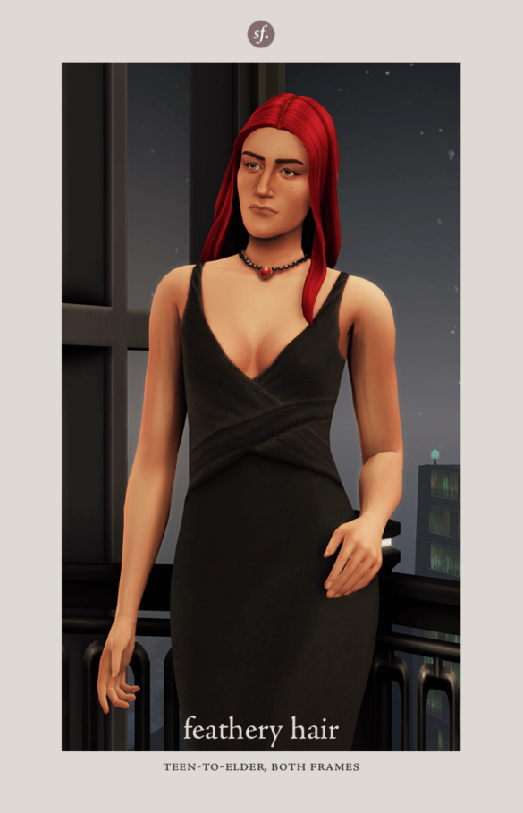 Sims 4 ts4 feathery hair by sforzinda