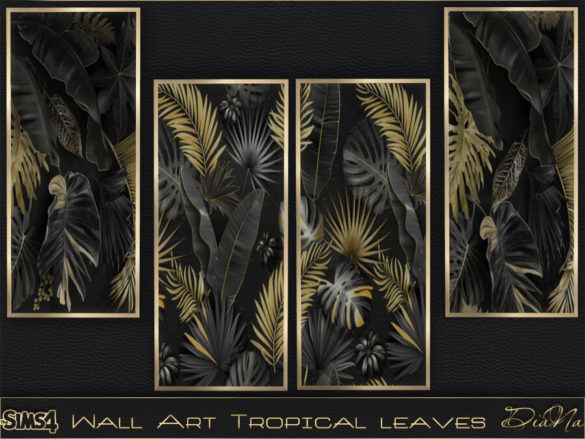 Sims 4 WALL ART TROPICAL LEAVES by DiaNa Sims 4