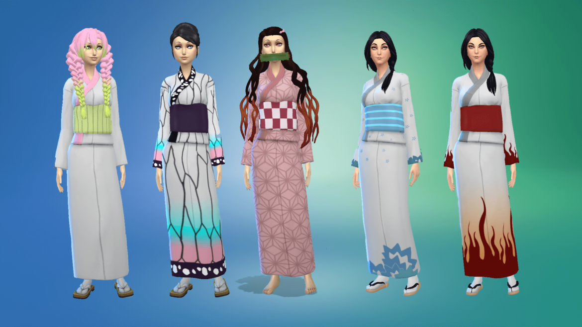 Sims 4 Adult Female Yukata Recolor – Demon Slayer