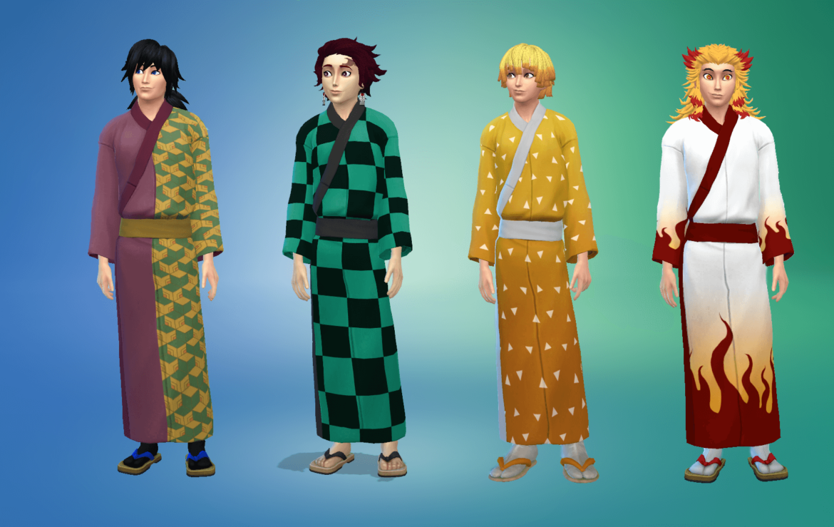 Sims 4 Adult Male Yukata Recolors – Demon Slayer