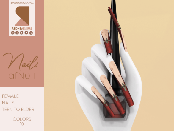 Sims 4 af nails n011 new mesh compatible with hq mod