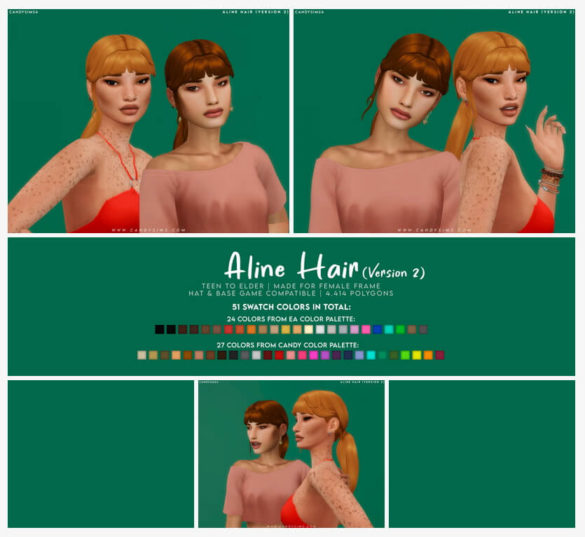 Sims 4 ALINE HAIR (VERSION 2) at Candy Sims 4