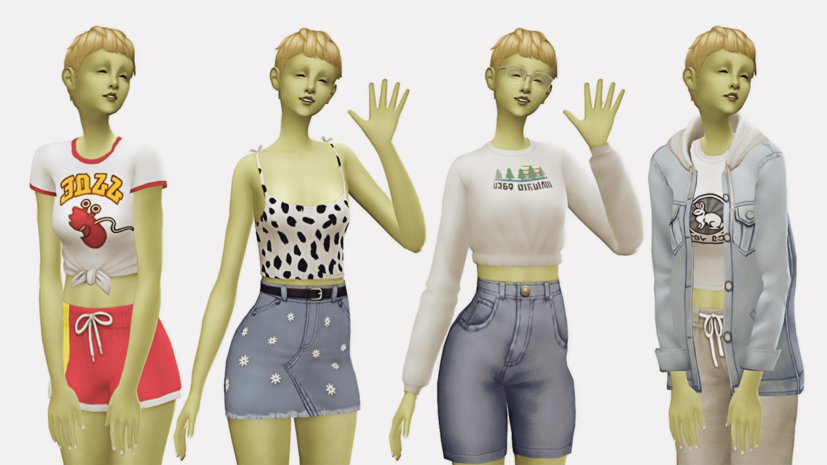 Sims 4 beans lookbook zoe crop top shortssp20