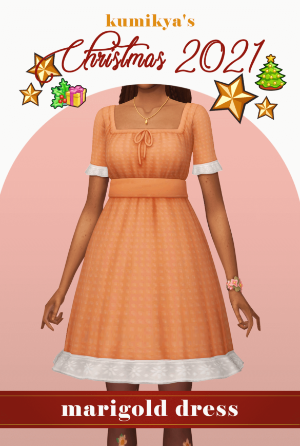 Sims 4 christmas 2021 marigold dress hiya