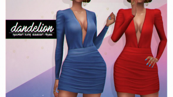 Sims 4 dandelion ruched long sleeved dress
