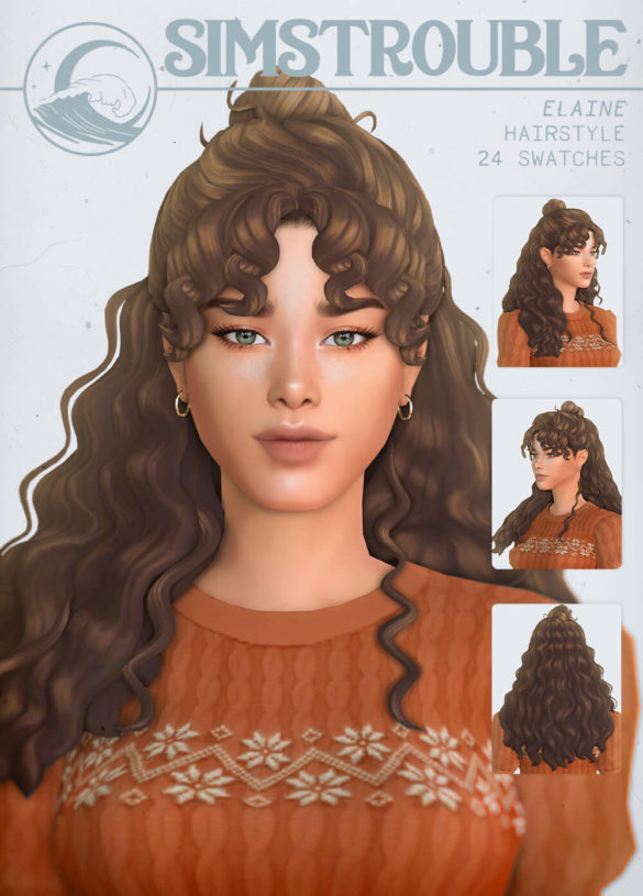 Sims 4 ELAINE Hair by SimsTrouble