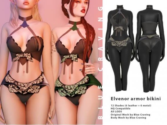 Sims 4 Elvenor armor bikini by Blue Craving