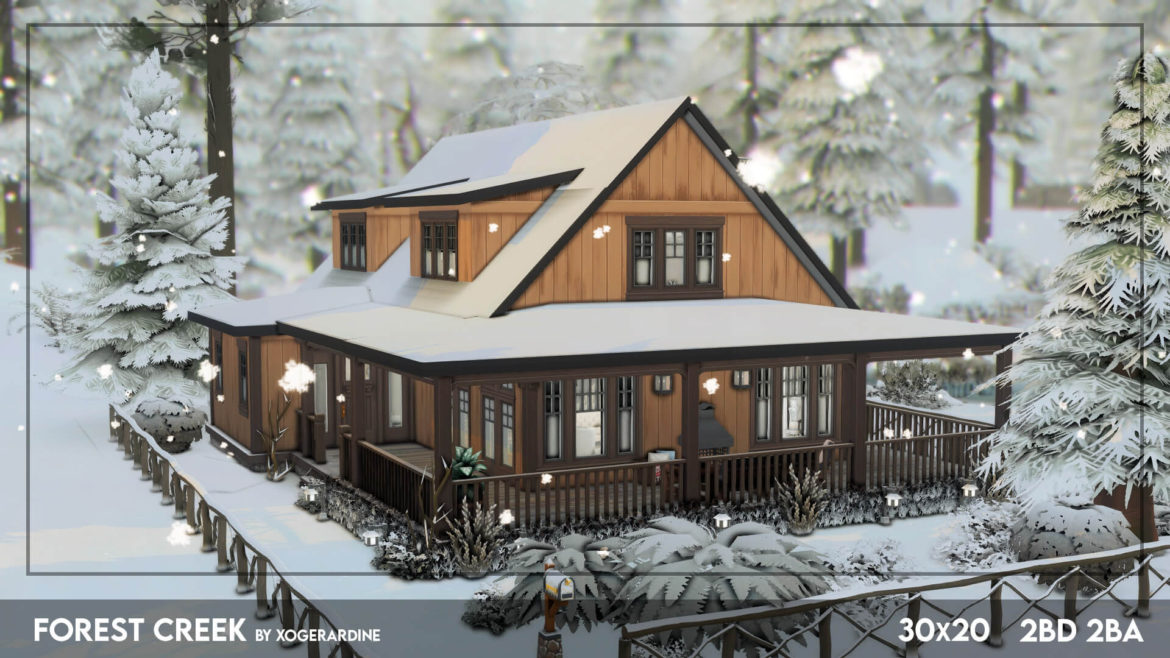 Sims 4 forest creek a beautiful winter cabin
