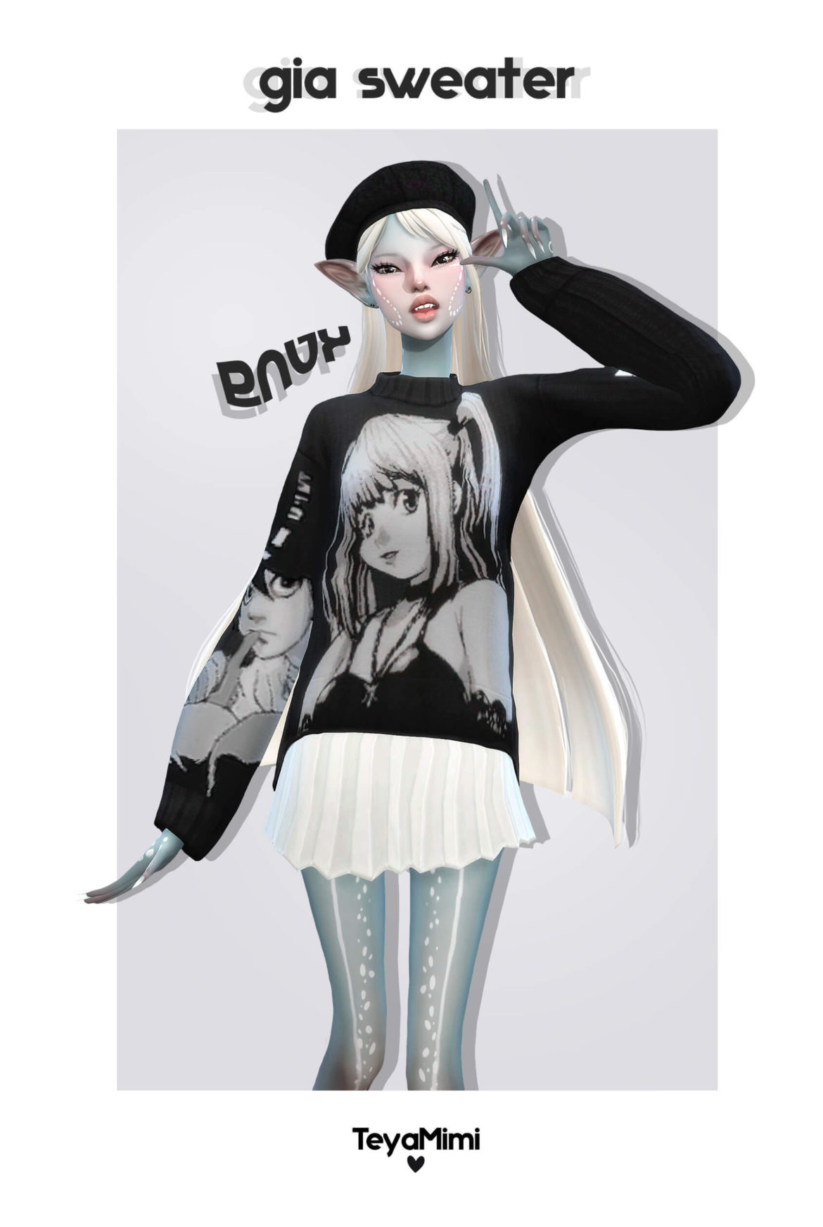 Sims 4 gia sweater sweater with anime prints