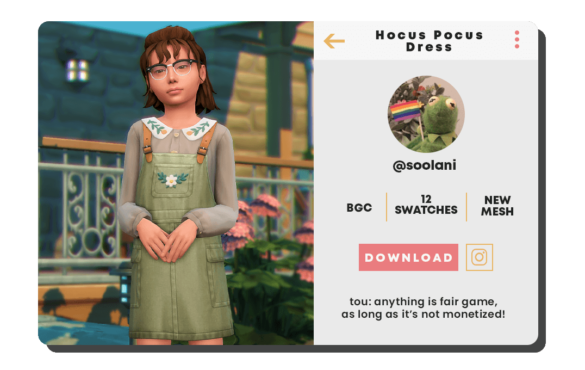 Sims 4 hocus pocus overall dress that dress from cottage