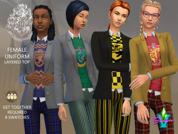Sims 4 Hogwarts Female Layered Top by SimmieV at TSR