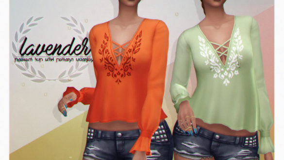 Sims 4 lavender peasant top