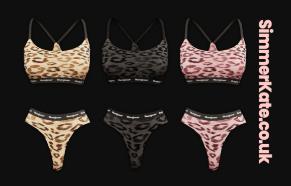 Sims 4 leopard print bra thong set