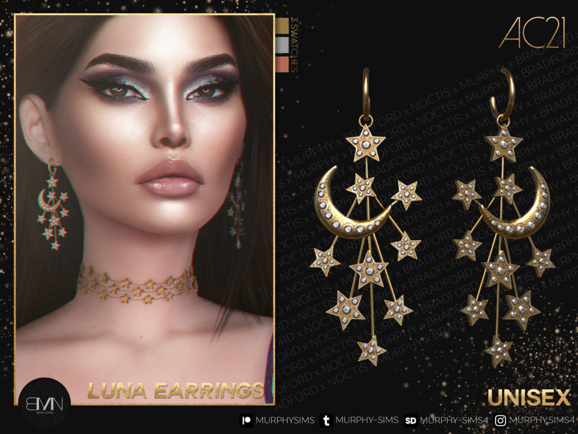 Sims 4 luna earrings ac21 day 4 100 new mesh