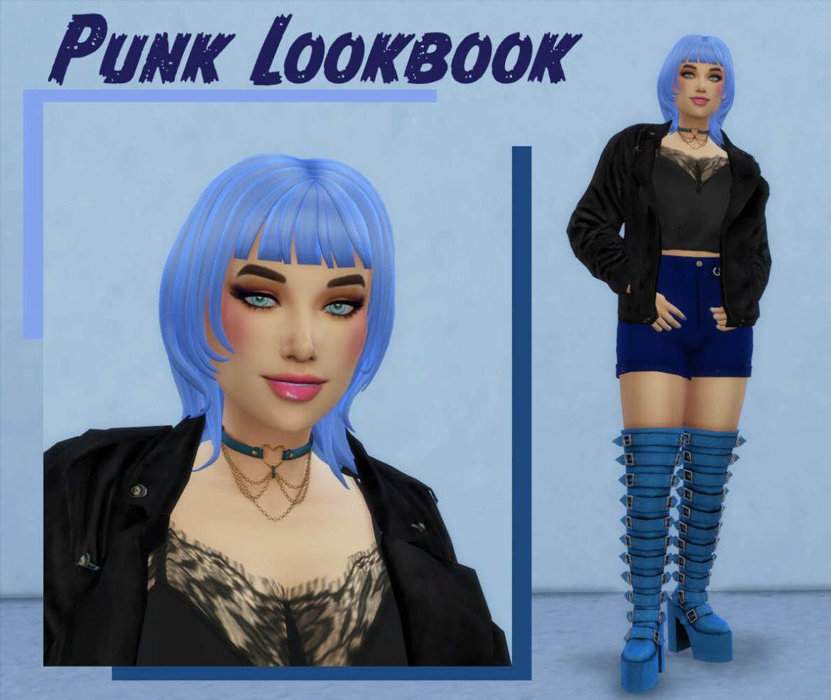 Sims 4 punk lookbook female hair lashes eyes
