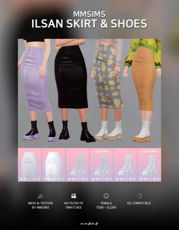 Sims 4 s4cc mmsims ilsan skirt shoes set