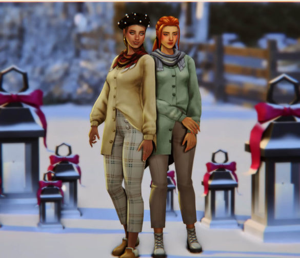 Sims 4 winterberry holiday set cardigan pants and scarf