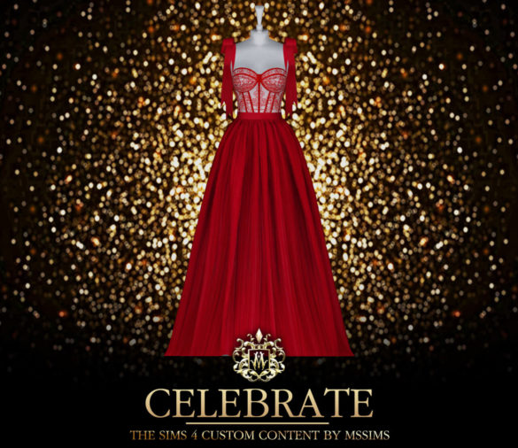 Sims 4 CELEBRATE GOWN by MSSIMS